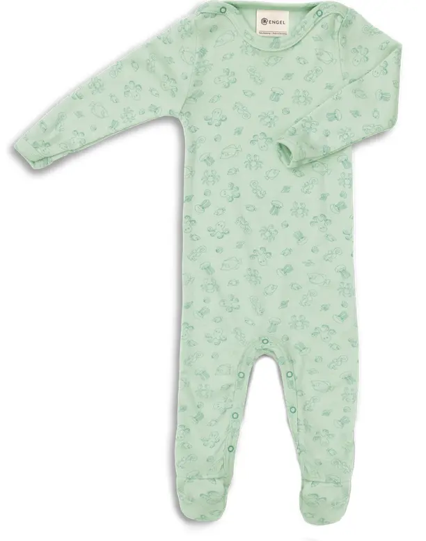 Schlafanzug mit Fuß Wolle/Seide pastelmint 62/68, Engel (LNMM)