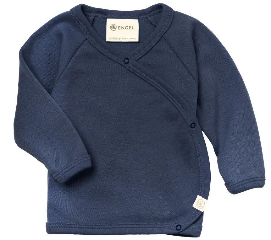 Baby Wickelshirt Wolle/Seide marine 50/56, Engel (LNMM)