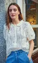 Blouse "Amber" with Lace ecru, Poudre Organic