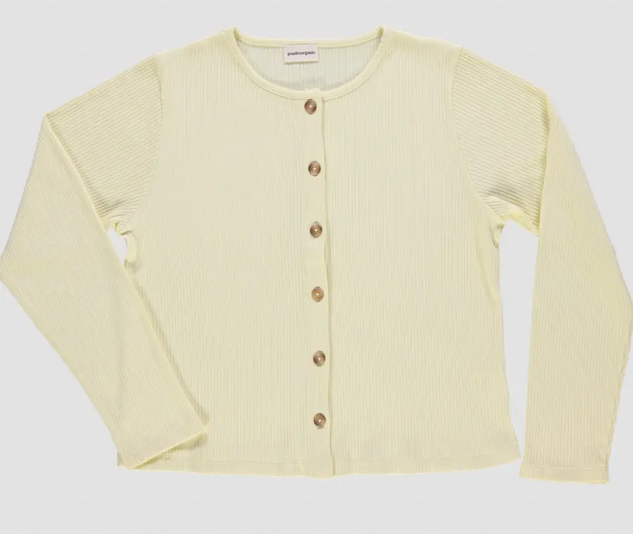 Cardigan “Helenie” Pastel Yellow, Poudre Organic