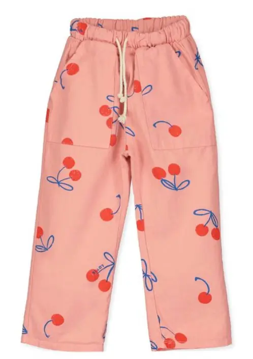 Weit geschnittene Twill-Hose mit Taschen "Cherries", LötieKids