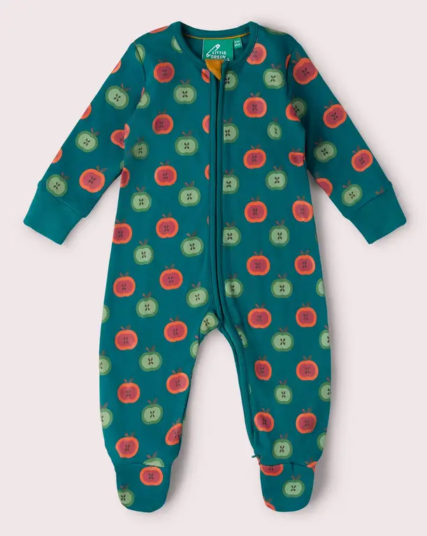 Apple Picking Zip Organic Babygrow, LGR