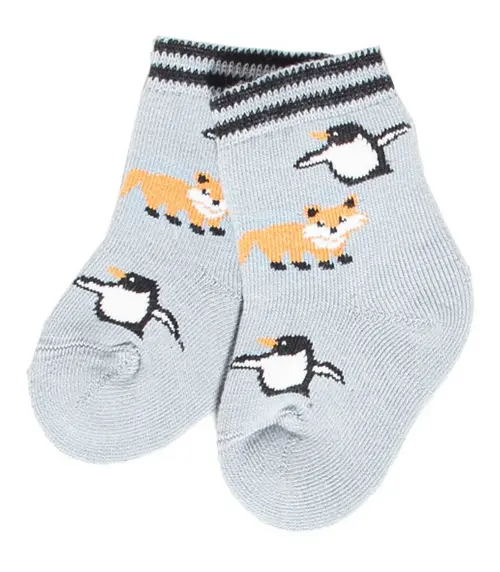 Terrycloth baby socks with Arctic animals, Grödo