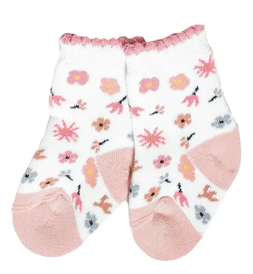 Terrycloth baby socks with flowers, Grödo