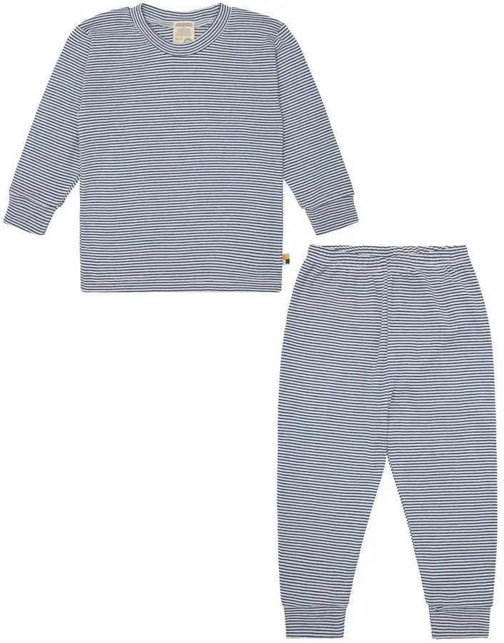 Gestreifter Pyjama aus feinem Rippstrick "Ultramarine", Loud+Proud