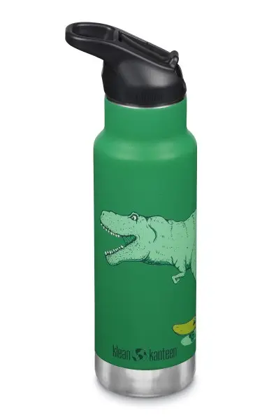 Edelstahl Isolierflasche Kid Classic "Dino Skate" 355ml Flip Sport Cap, Klean Kanteen 