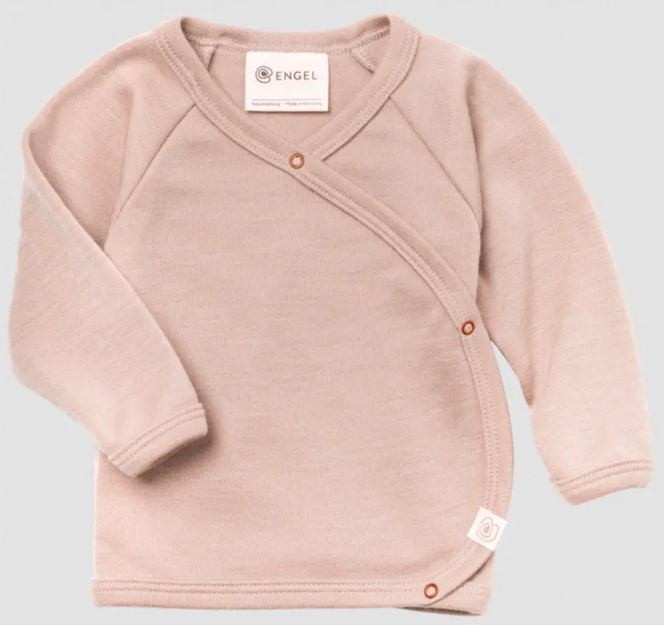 T-shirt cache-cœur bébé, boutons-pression Laine & Soie interlock, Engel