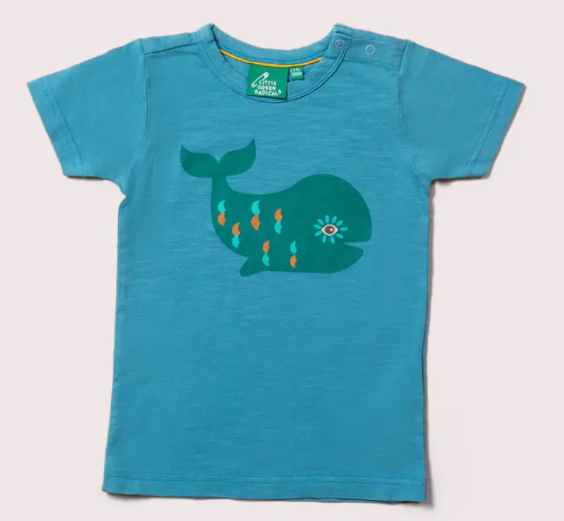Kurzarm T-shirt blauwal, LGR (LNSH)