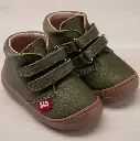 Kinderschuh "Nino Grün" pflanzlich gegerbtem Leder mit Klettverschluss, Pololo