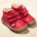 Kinderschuh "Nino Rot" pflanzlich gegerbtem Leder mit Klettverschluss, Pololo