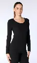 T-shirt stretch manches longues pour femme noir, Leela Cotton
