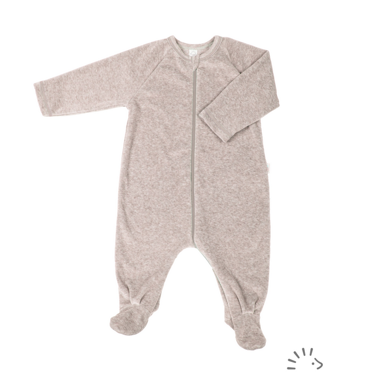 Premature baby jumpsuit with zip, velour, Popolini