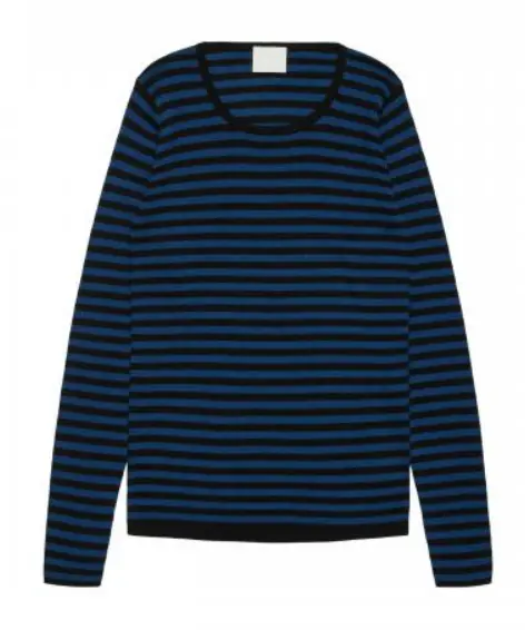 Thin Rib Blouse "black/deep indigo", FUB