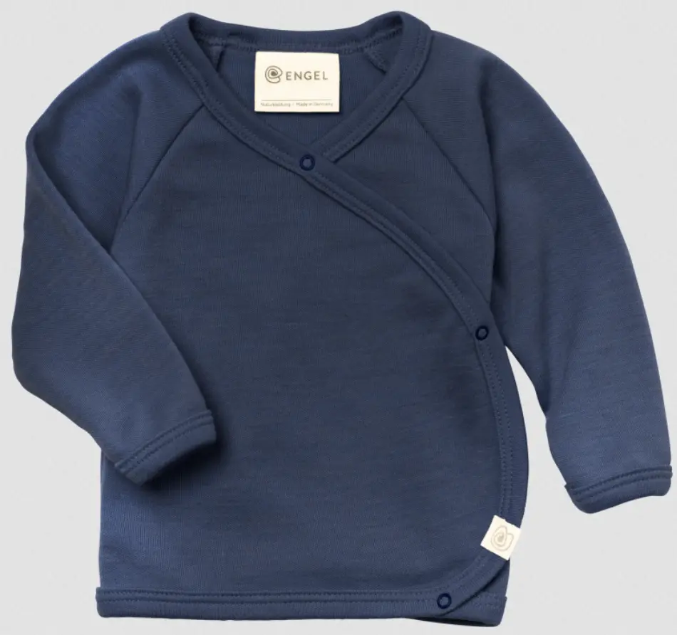 Baby wrap shirt, snap buttons Wool & Silk interlock,Engel