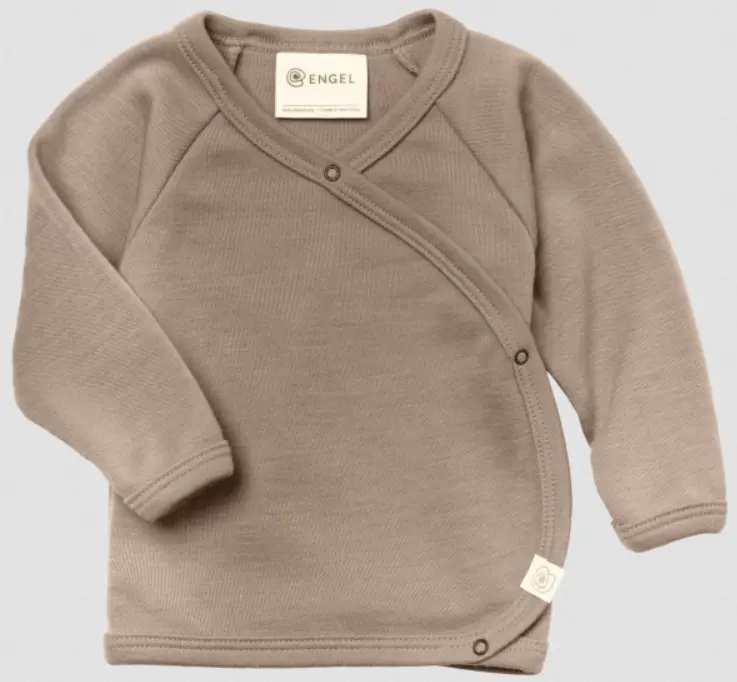 Baby Wickelshirt, Druckknöpfe Wolle & Seide Interlock, Engel
