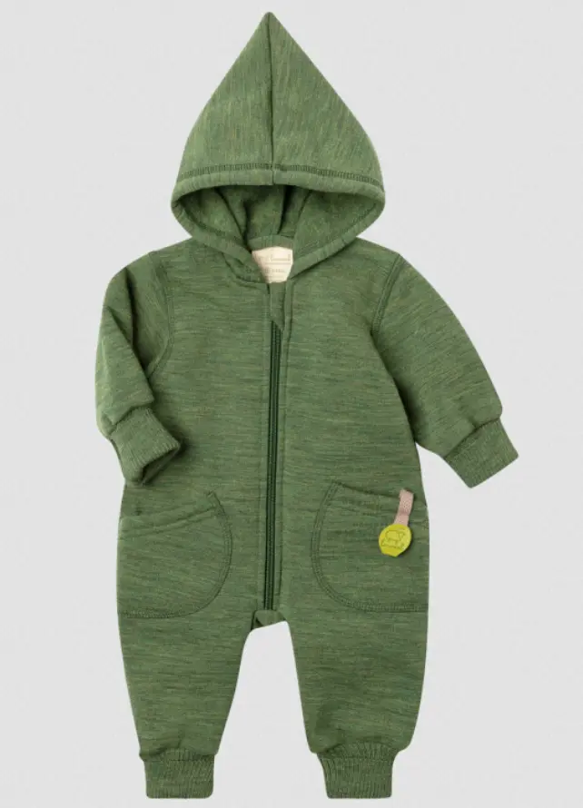 Combinaison bébé en laine à capuche avec fermeture éclair, Engel