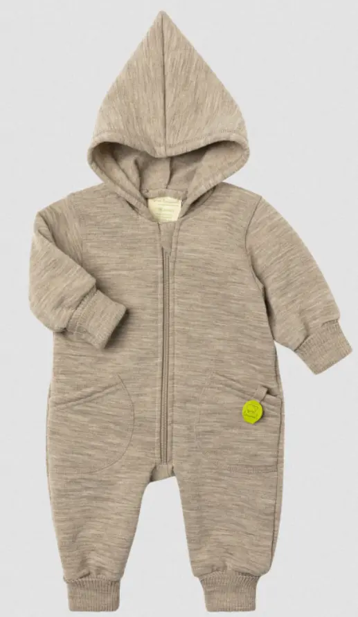 Combinaison bébé en laine à capuche avec fermeture éclair, Engel