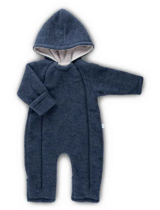 Baby wool fleece overall with zipper, Popolini