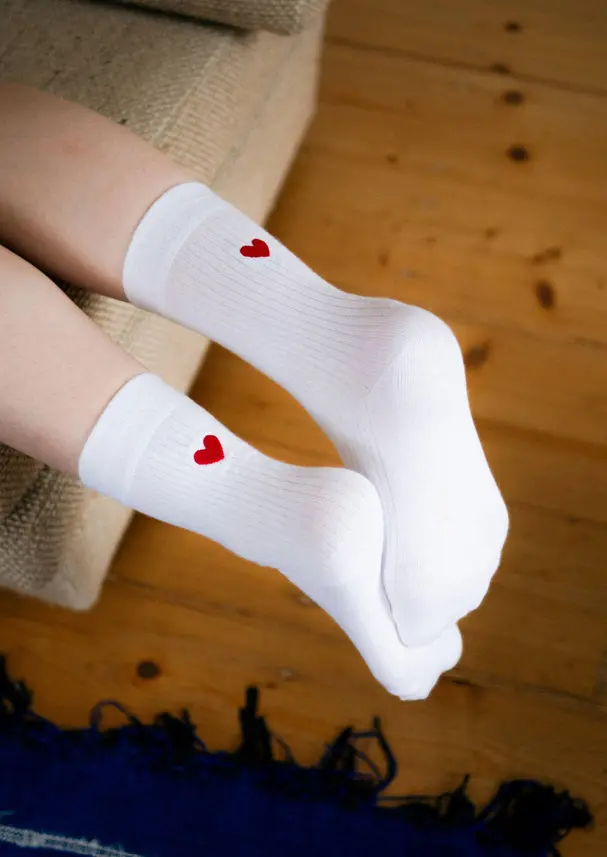 Gerippte Socken Stickerei "Herz", Mela
