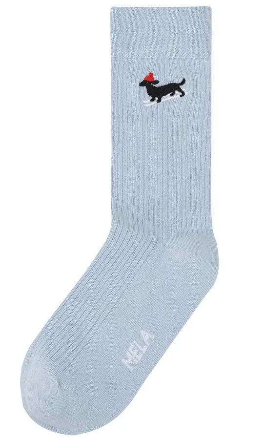Gerippte Socken Stickerei "Hund", Mela