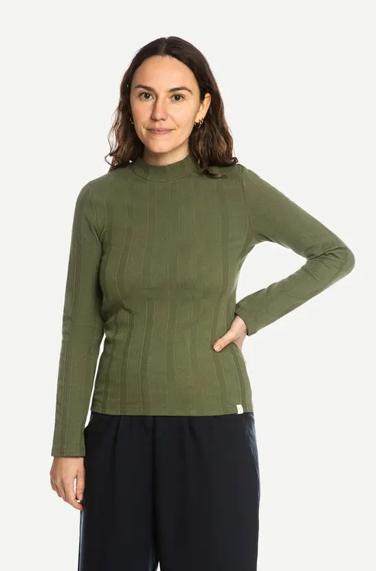 Langarmshirt aus Rippstrick mit Kragen, Matona 