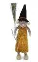 Graue Maus mit Besen und ockerfarbenem Kleid 27cm, GRY & SIF   