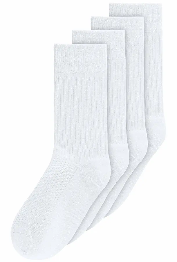 Chaussettes côtelées, 4 paires Uni, Mela