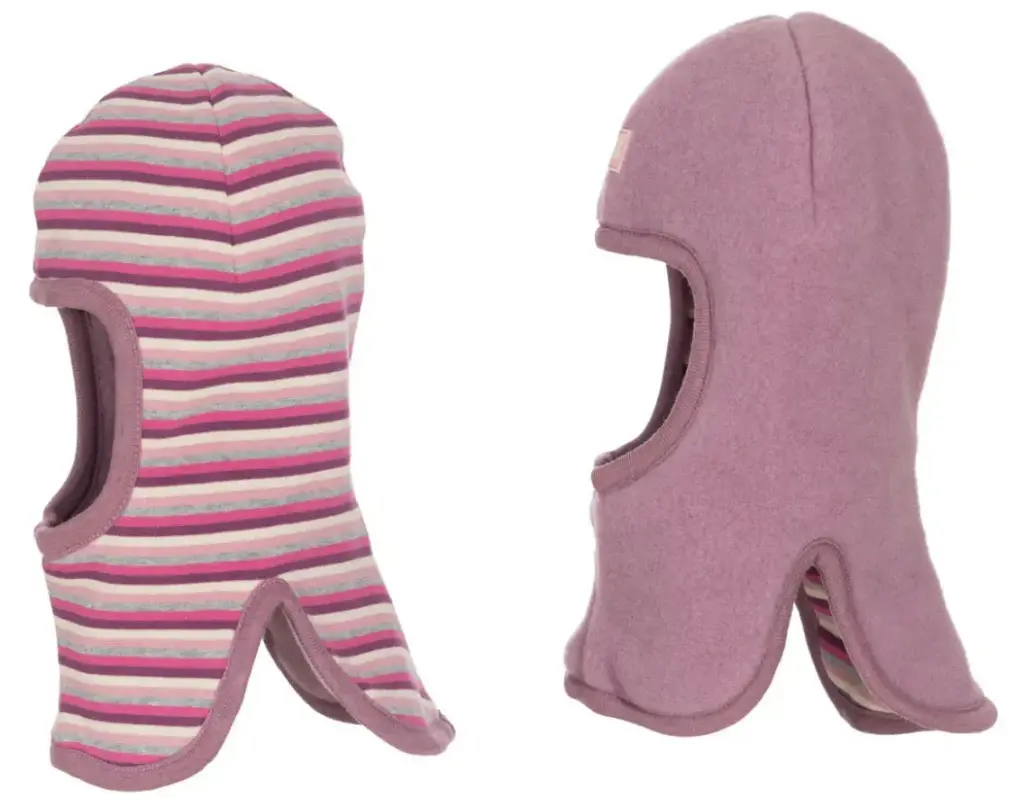 Cagoule en laine polaire reversible et en Coton"Switch" "Vieux rose", Pickapooh