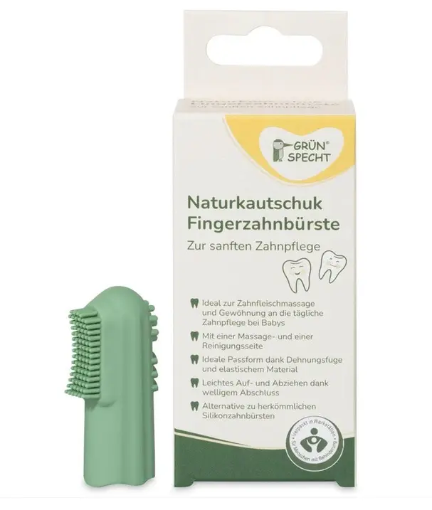 Brosse à dents à doigt en caoutchouc naturel, Grünspecht