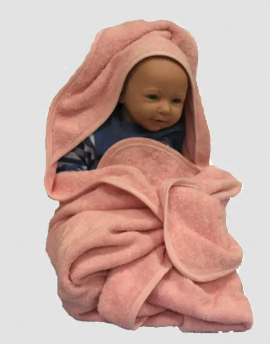 Serviette de Bain bébé 80x80 rose, Leela (LNSN)