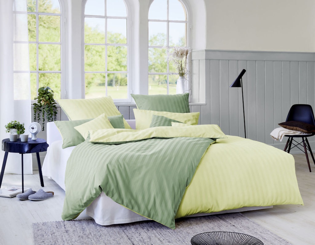 Satin-Wendebettwäsche LINEA kiwi/limette, Cotonea