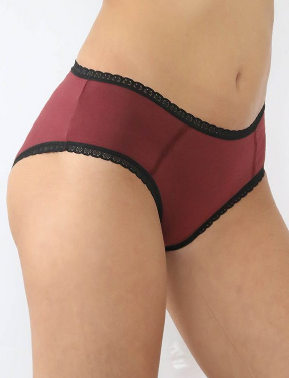 Damenslip Hipster mit Spitze bordeaux, Albero-Natur