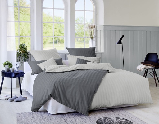 Literie réversible LINEA anthracite/gris, Cotonea