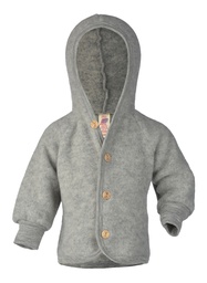 Baby hooded jacket with wooden buttons wool fleece, Engel