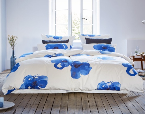 Duvet Cover Set Blue Windflower 135x200+80x80, Cotonea