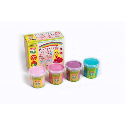 [Art.Nr.79603] Finger paints set of 4 "Princess" - rose, pink, violet, turquoise (ökoNorm) 