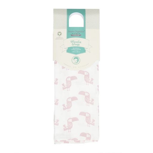 Grande couverture bébé en mousseline toucan 120x120, Vita - sense organics