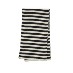 [7422 AW] striped scarf, ecru/dark navy, FUB