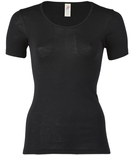 Women's short-sleeved shirt made of wool/silk, Engel