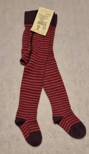 Baby Strumpfhose farbig/gestreift aus Wolle "Lila", Grödo
