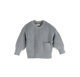 [K7S30 86/92 RACHBLAU] Baby Grobstrick-Pullover, Halfen