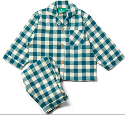 Pyjama boutonné classique à carreaux bleus, LGR