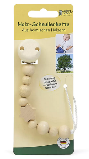 [Art.Nr.596-00-natur] Pacifier chain with wooden beads, Grünspecht 