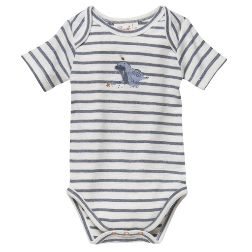 Baby Kurzarm Body, weiss/blau, PWO  