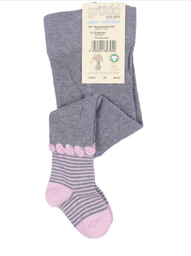 Strumpfhose Baby grau-rosa mit Rüsche , Grödo