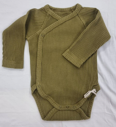 Long-sleeved wrap body ribbed Lierre Dijon , Poudre Organic