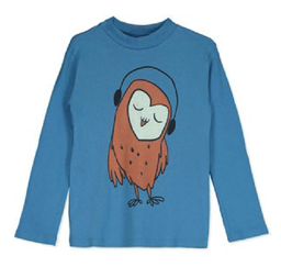 Langarm-Stehkragen-T-Shirt „Eule“ Lötiekids