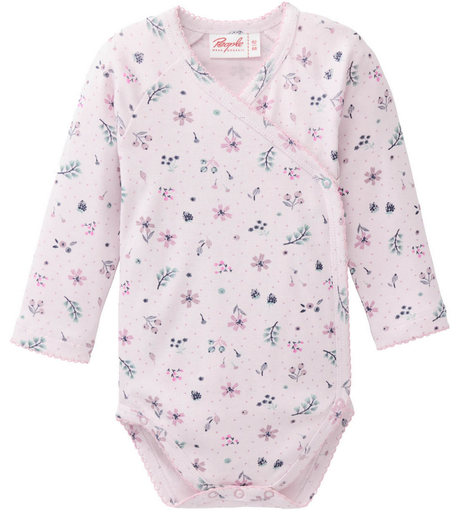 Baby Langarm Wickelbody "Blumen", PWO
