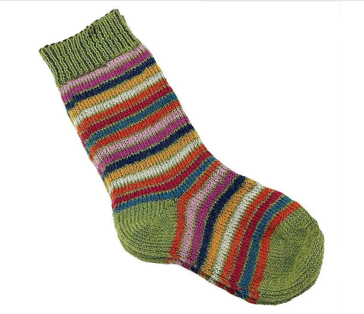 Full plush sock 100% wool, colorful stripes, deer natural