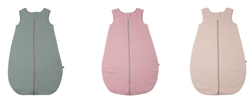 Sleeping bag muslin fine airy TRIPLE muslin, with zipper, Pure Pure